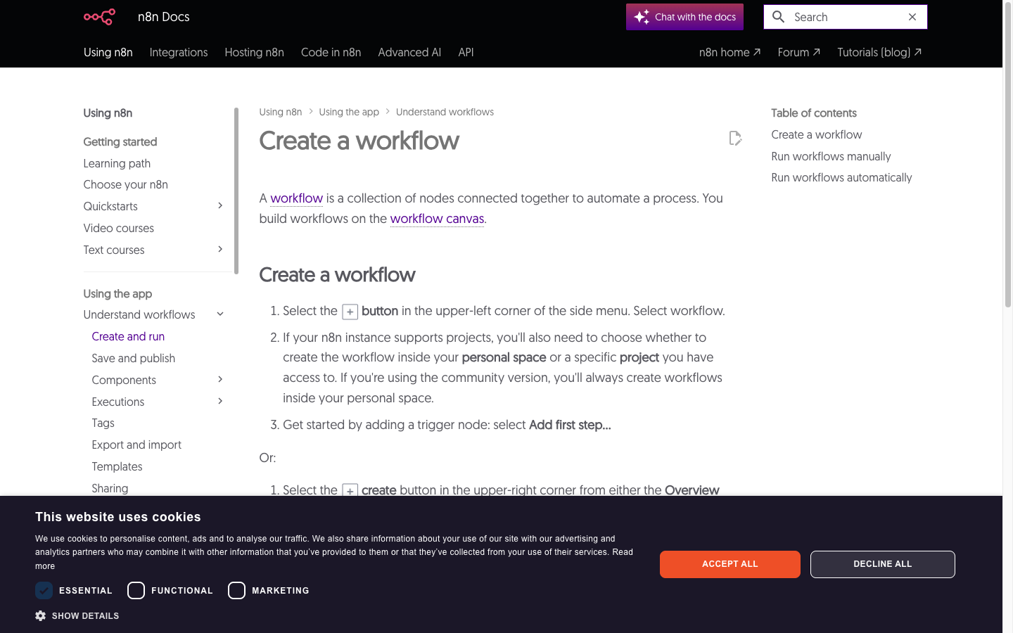 n8n — documentation pour créer un workflow d'automatisation
