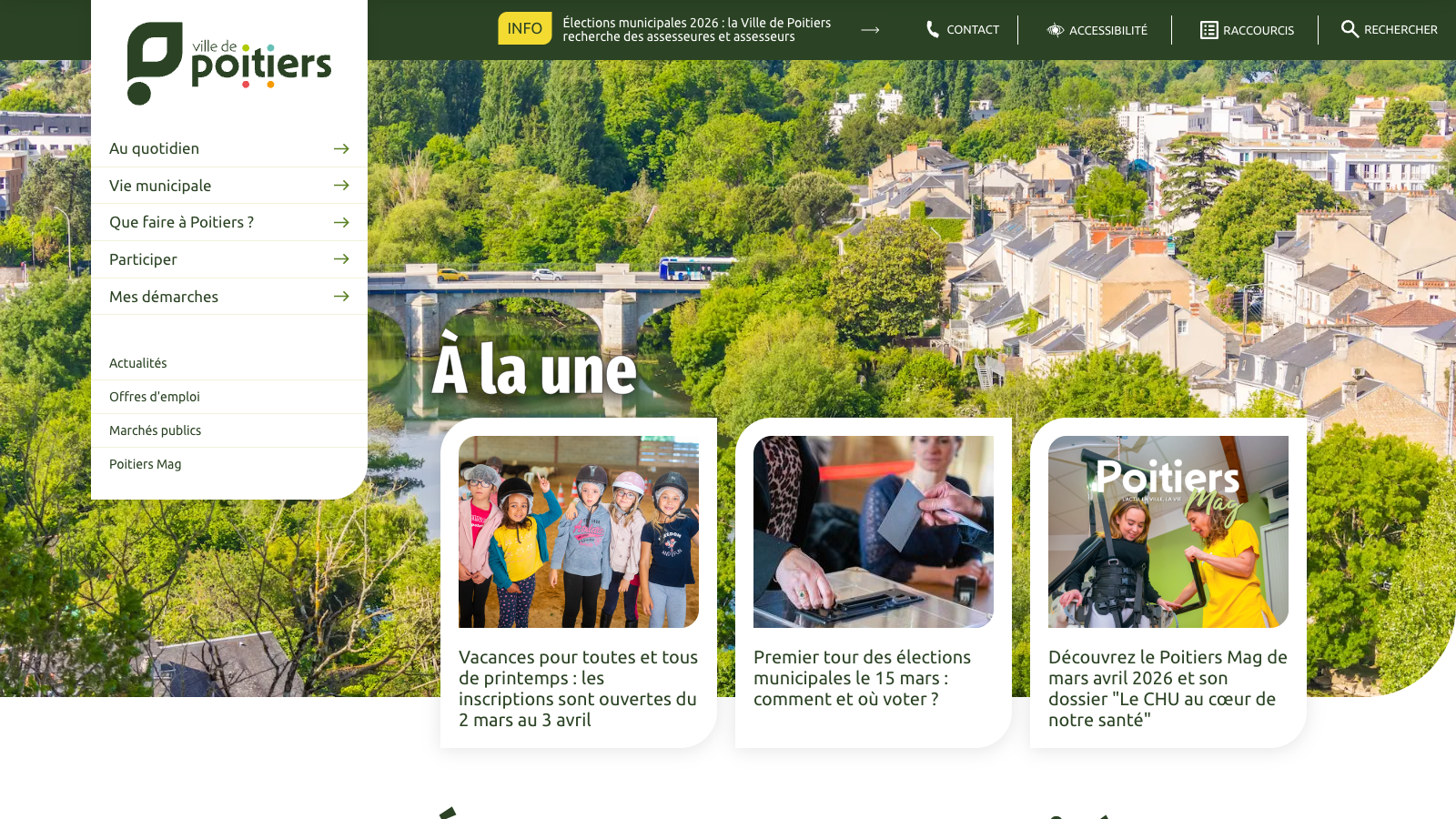 Capture publique du site de la Ville de Poitiers